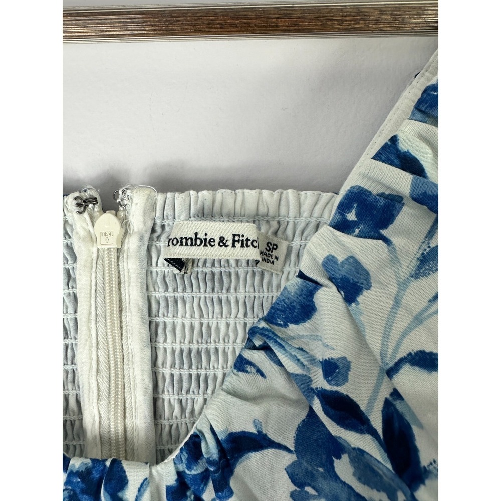 Abercrombie Fitch Floral Maxi Dress Women PS  Blue White Flutter Prairie Cottage - Picture 3 of 7